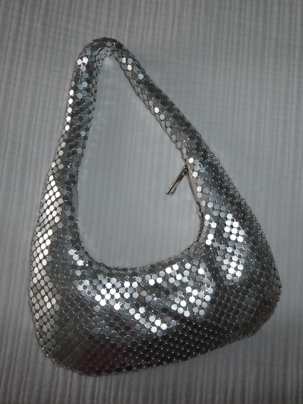 Silver Sequin Clutch Bag - Women's Evening Shoulder Bag